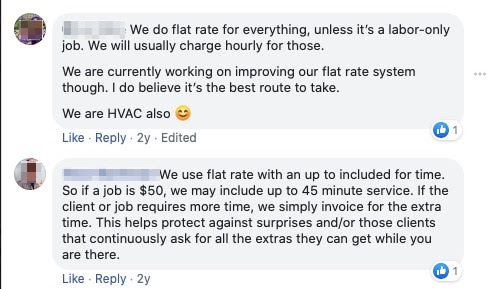 Facebook flat rate reply