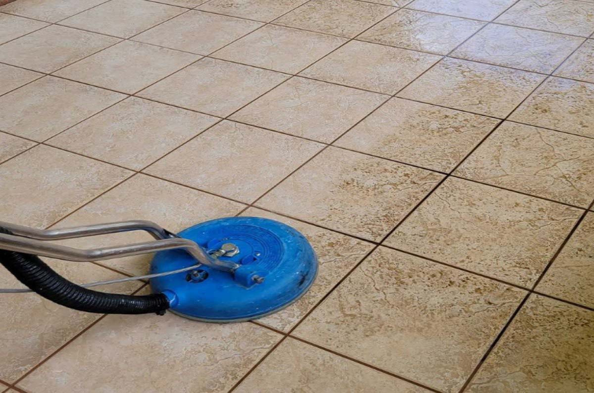 Picture of the before and after of cleaning a tile floor