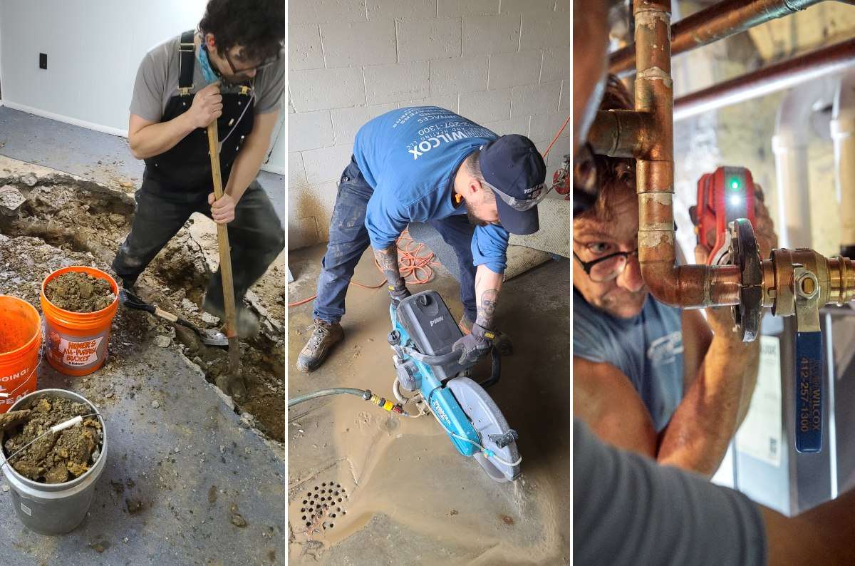 triptych image of people at work at HVAC related tasks