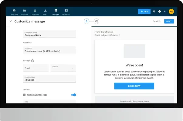 MailChimp custom email screenshot