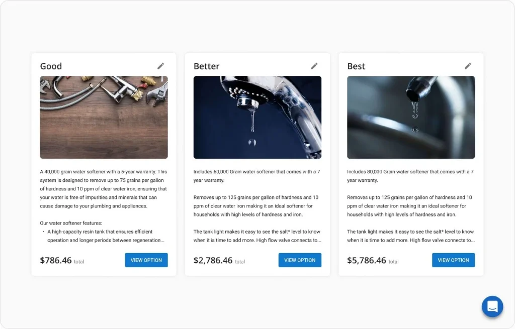 - Housecall Pro Housecall Pro Plumbing proposals service options screenshot