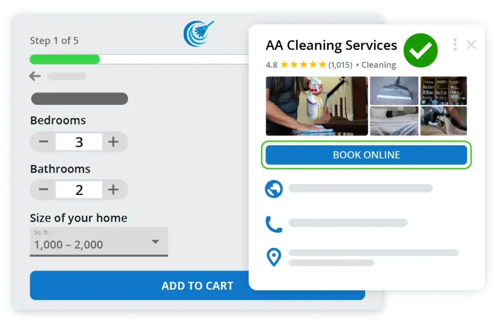 - Housecall Pro Housecall Pro online booking software for cleaning service mock up