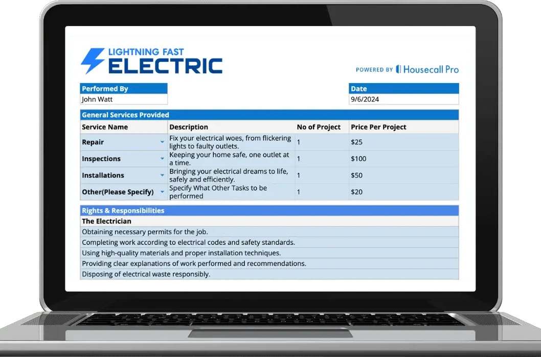 Electrician Terms and Conditions Template Housecall Pro