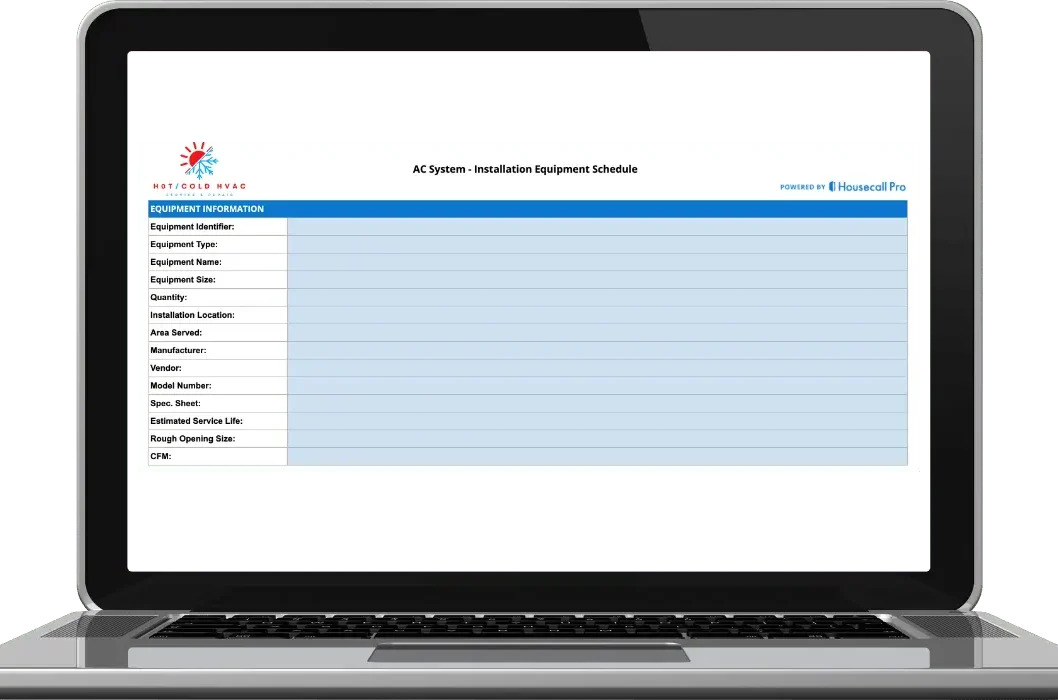 Free HVAC Equipment Schedule Template Housecall Pro