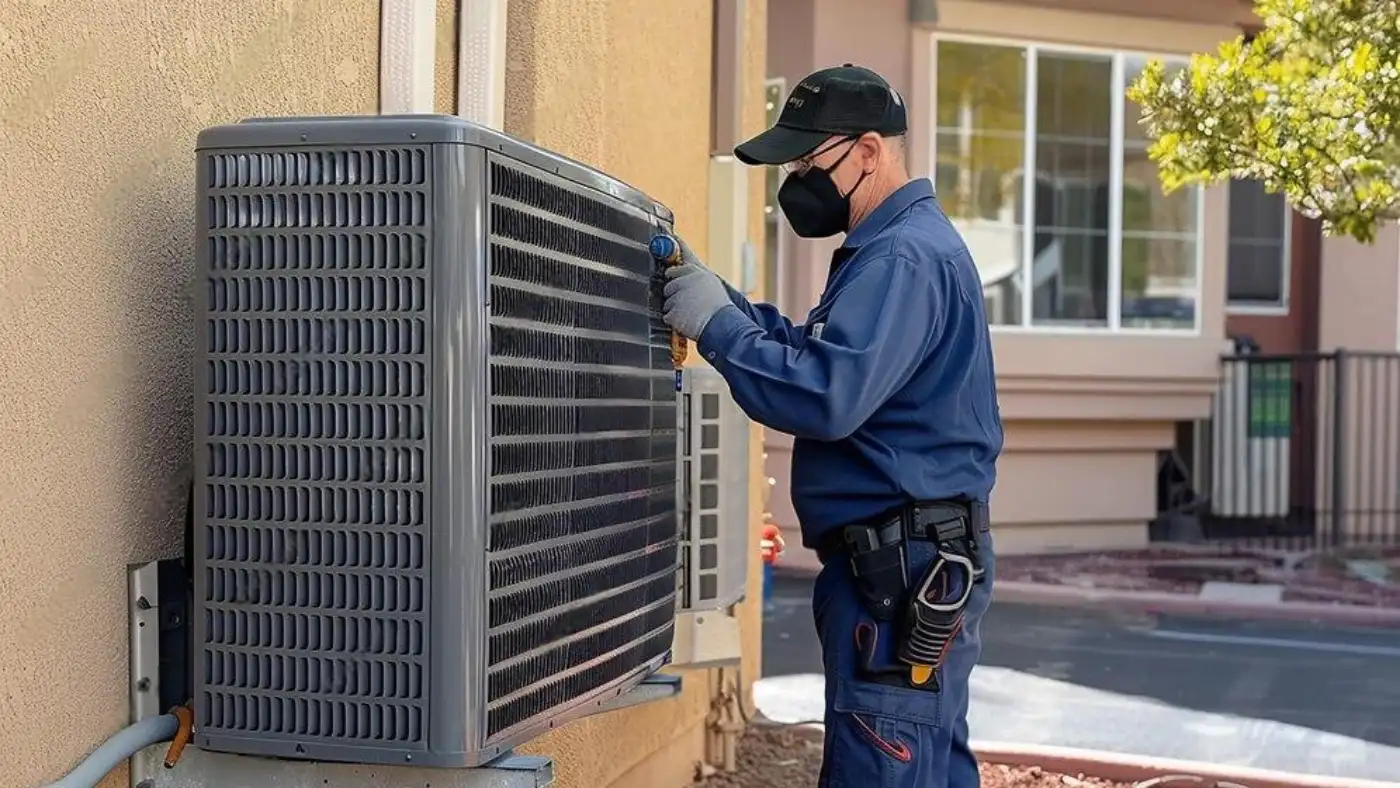hvac technician working outside