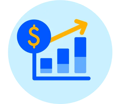 Bar chart representing money increase over time