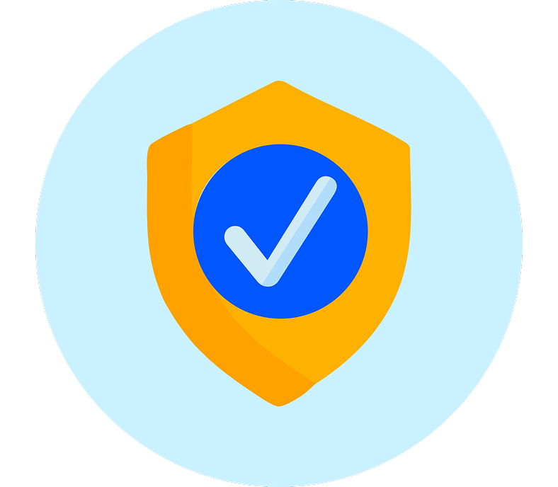 Protective shield with checkmark