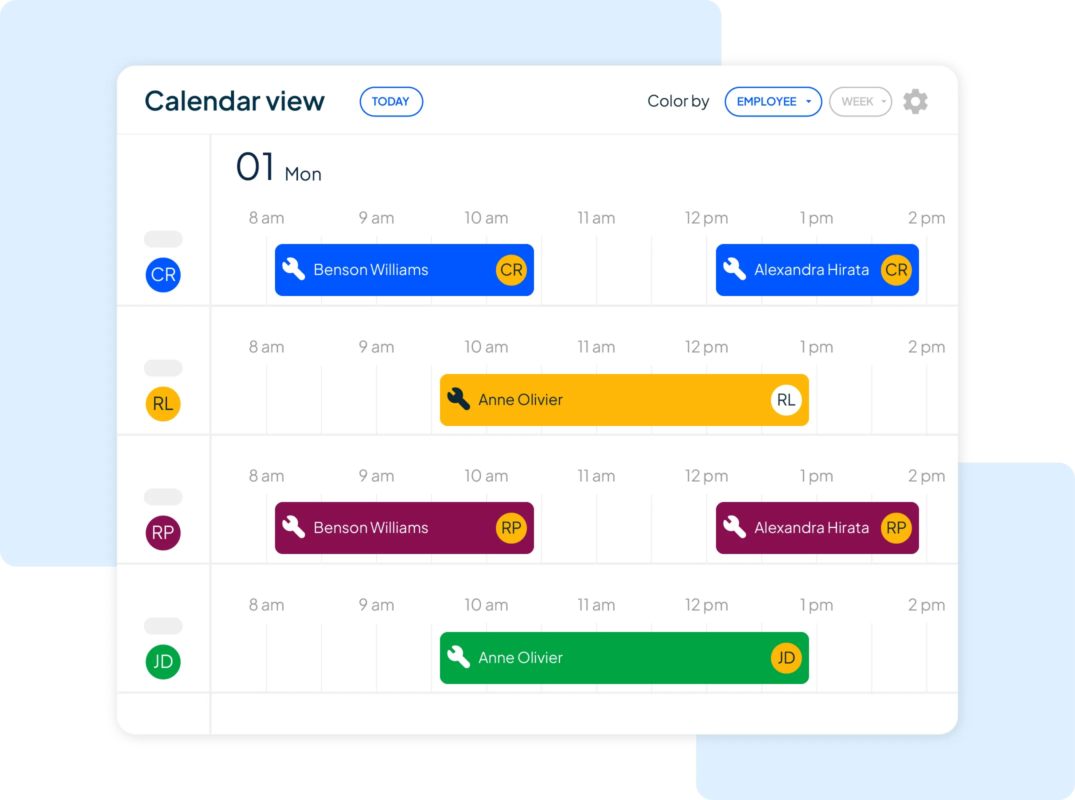 Housecall Pro's dispatch software with calendar scheduling view