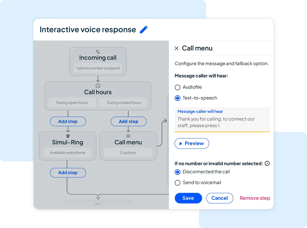 Custom call routing rules inside of HCP business phone system