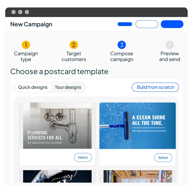 Choose a postcard template in HCP