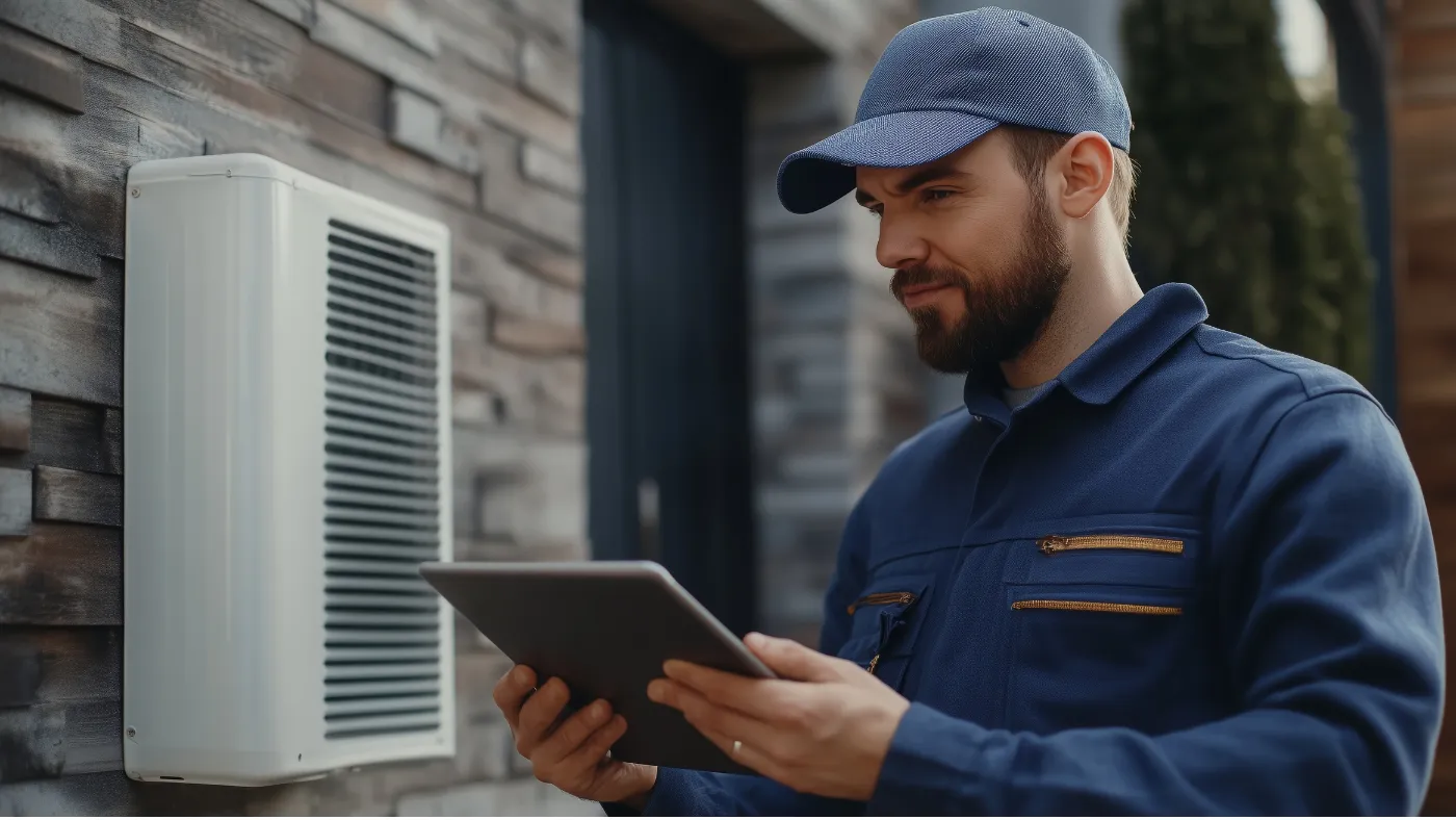 hvac pro using tablet