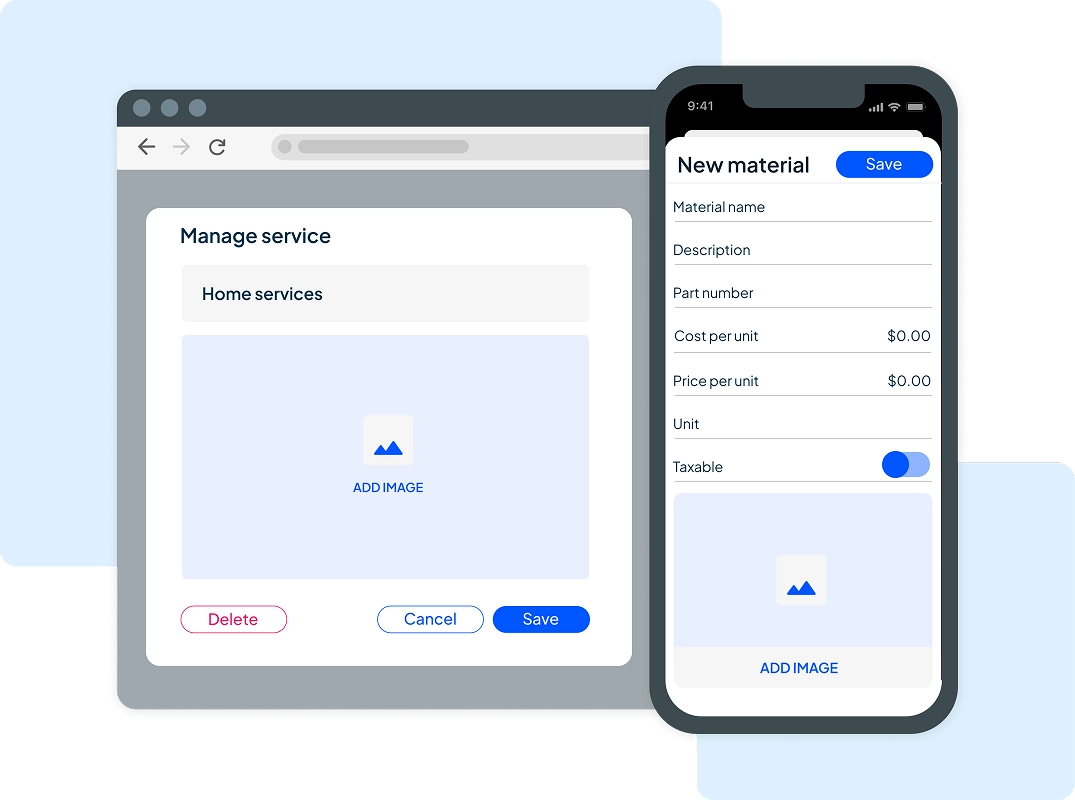 Easily manage pricebook services on mobile or desktop