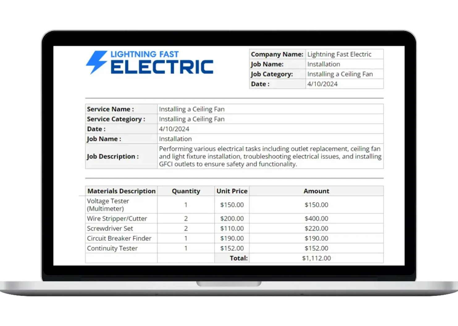 This template includes: