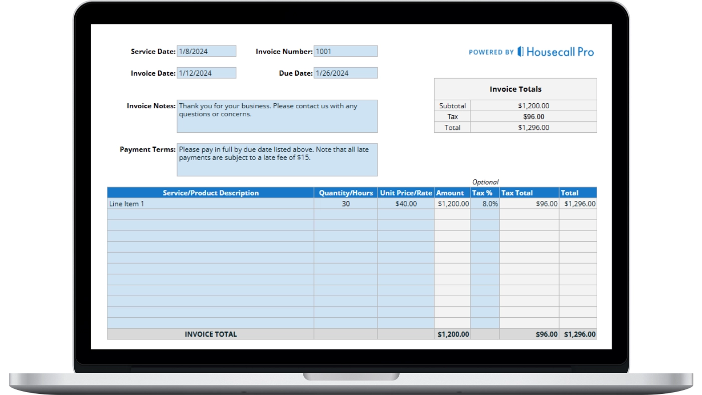 invoice for services