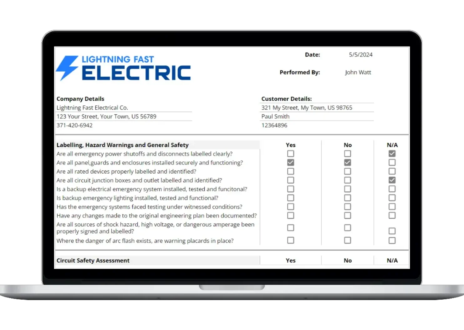 This template includes: