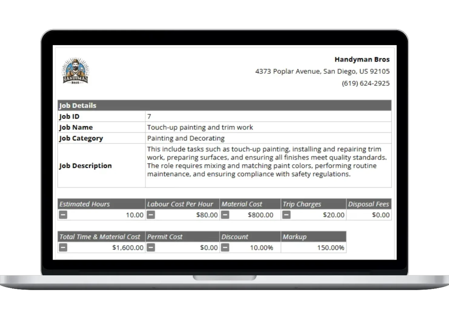 This template includes: