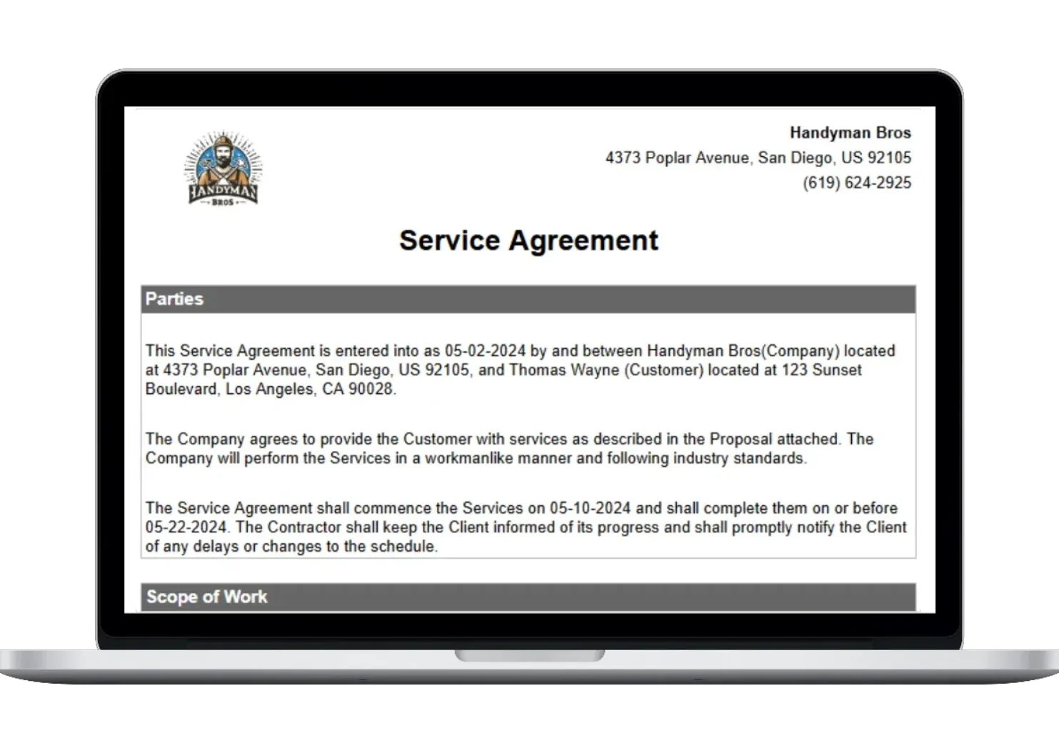 This template includes: