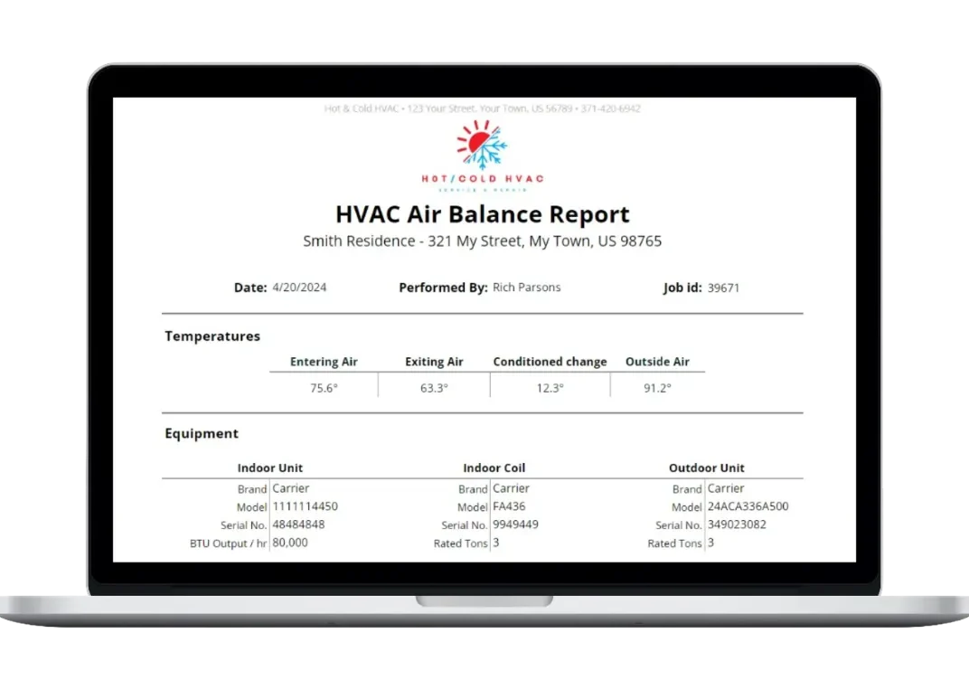 HVAC Air Balance Report Template
