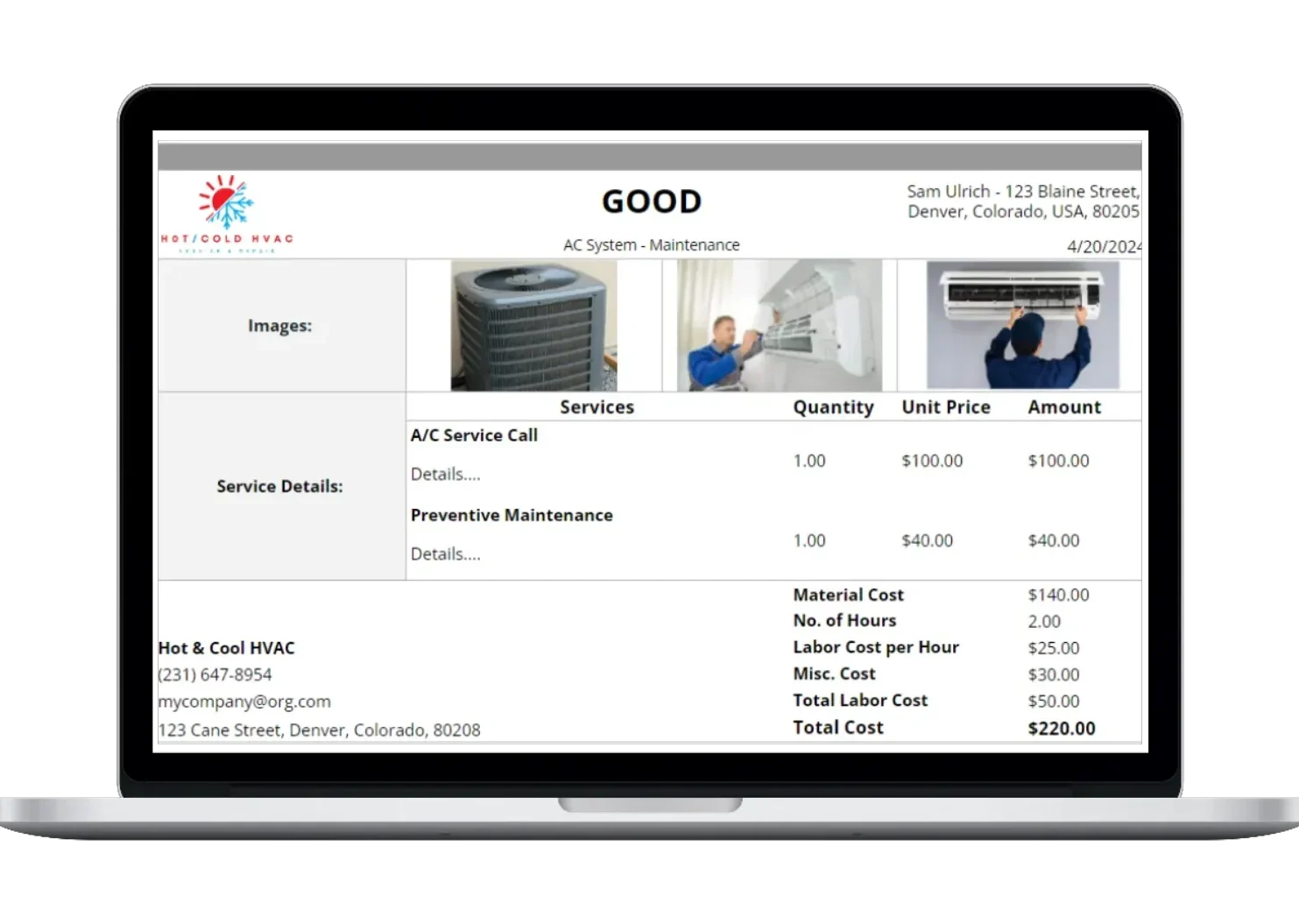 This template includes: