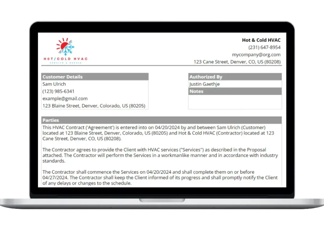 This template includes: