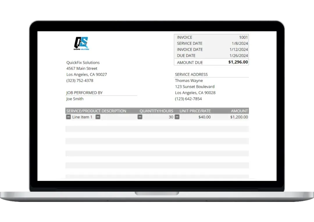 Free small business invoice template from Housecall Pro