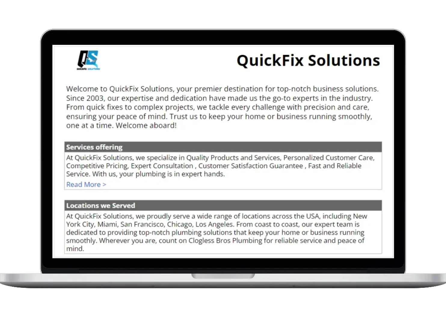 This template includes: