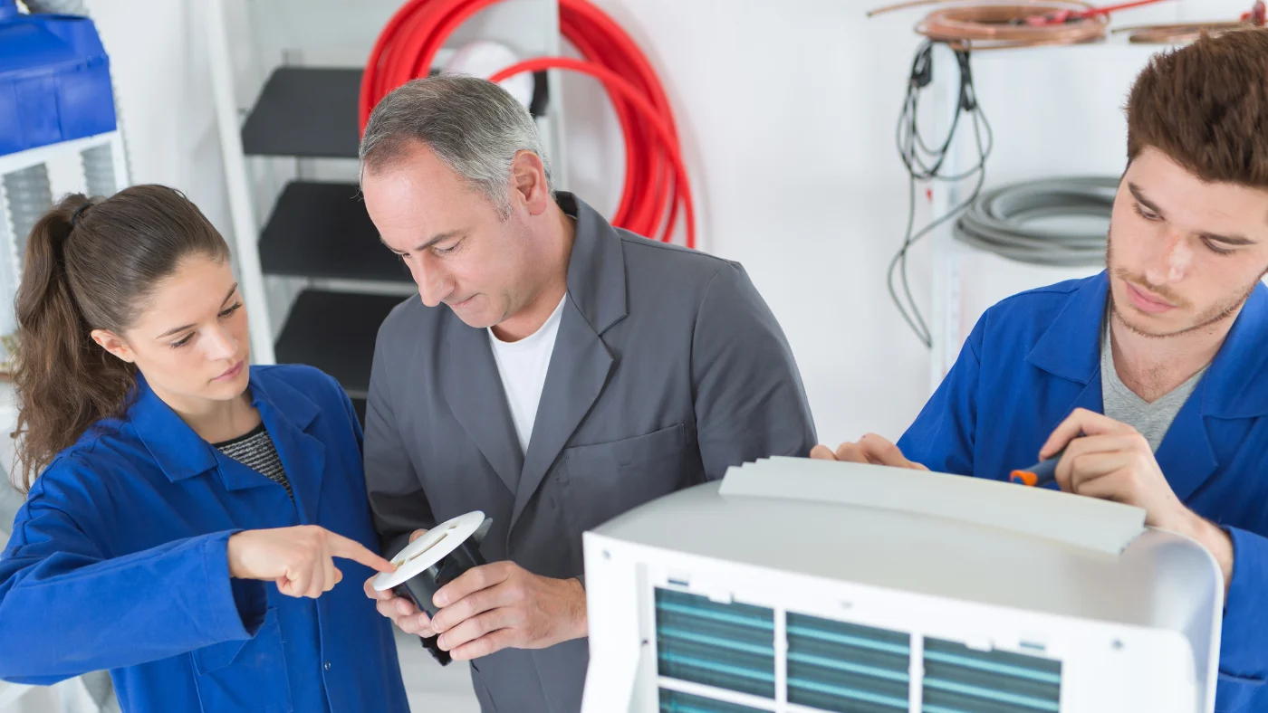 students learning about hvac appliances