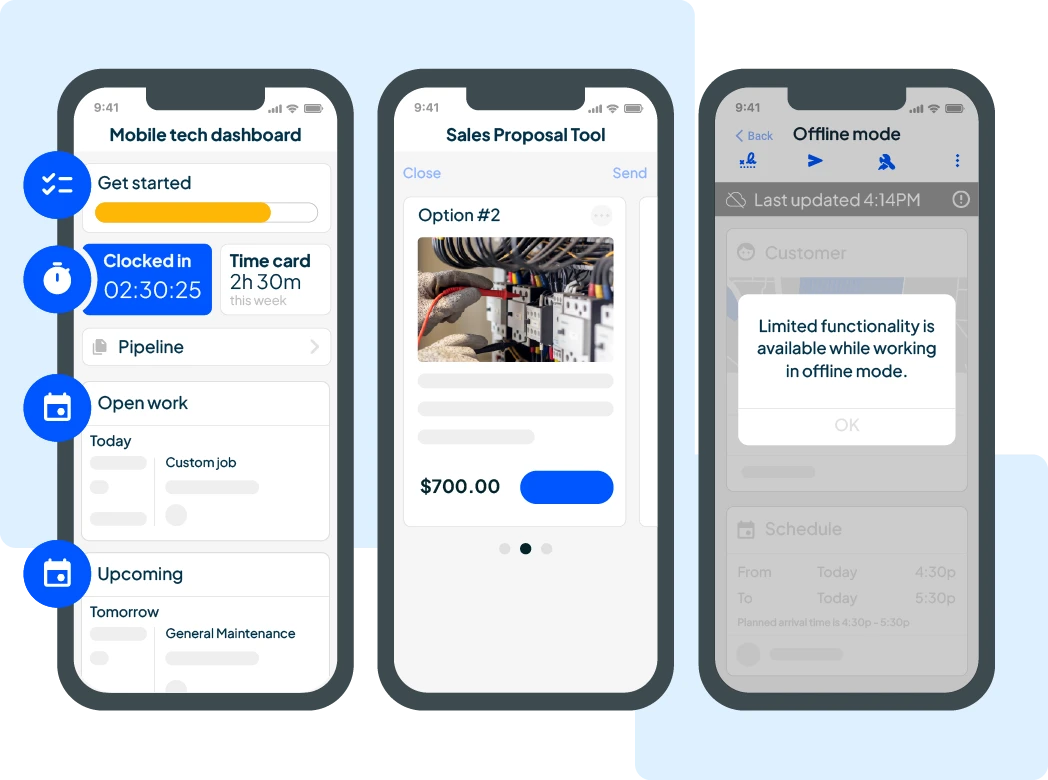 HCP's electrician estimating software and mobile app with offline mode and time tracking