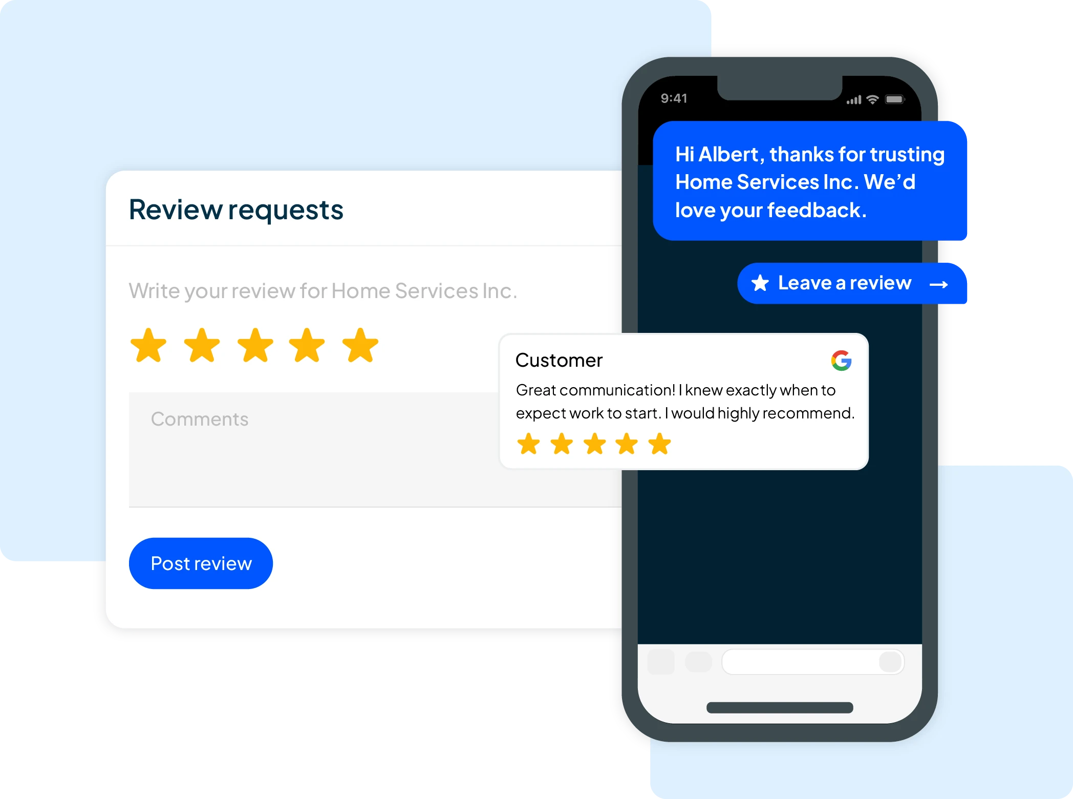 Housecall Pros' online reputation and review management software for junk removal industry