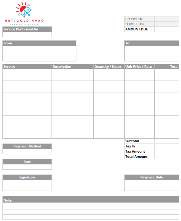 hvac estimate printable blank summary tab