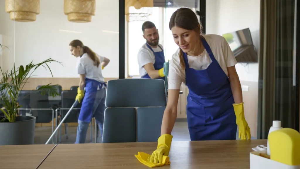- Housecall Pro Professional cleaning service people working together in an office
