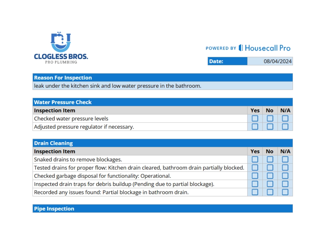 plumbing checklist template cta
